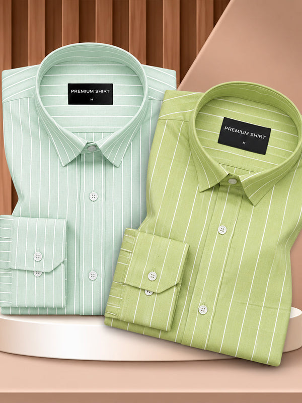 Mint Green & Pistachio Oxford Pack of 2 Pinstripe Shirts