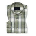 Olive Green Classic Check Paper Cotton Shirt For Men