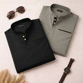 Pack Of 2 Urban Fit Olive & Black Short Linen Kurta For Men