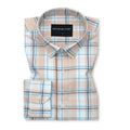 Peach White Classic Check Paper Cotton Shirt for Men