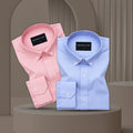 Pack of 2 Oxford Cotton Shirt For Men (Pink & Denim Blue)