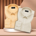 Lemon & Cream Pinstripe Oxford Pack of 2 Shirts For Men