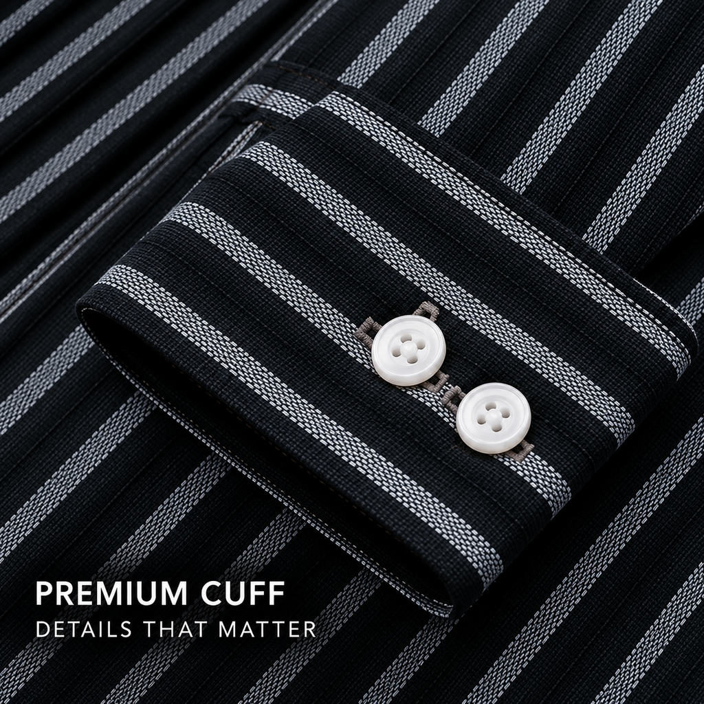 Black Textured Linen Shirt For Men