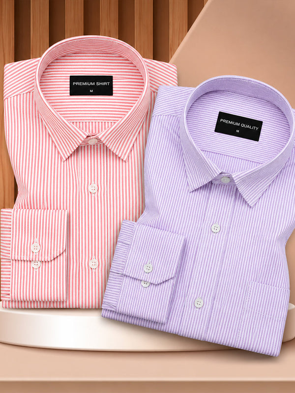 Bold Red & Purple Oxford Pack of 2 Pinstripe Shirts