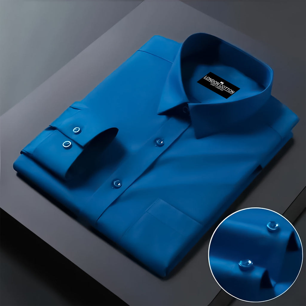 Pack of 2 Premium Cotton Solid Shirt for Man (Royal Blue, New Pista)