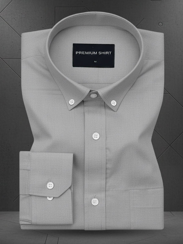 Oxford Cotton Silver Shirt For Men