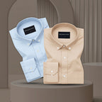 Pack of 2 Oxford Cotton Shirt For Men (Sky Blue & Cream)