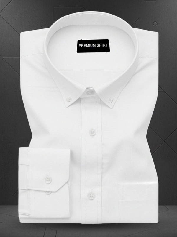 White dress shirt on a black background with 'Premium Shirt' label