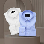 Pack of 2 Oxford Cotton Shirt For Men (White & Denim Blue)