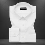 White dress shirt on a black background with 'Premium Shirt' label