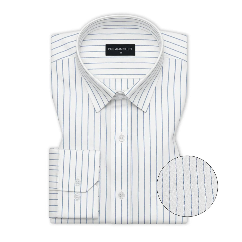 Blue Pinstripe Oxford Shirt For Men