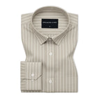 Khaki Pinstripe Oxford Shirt For Men