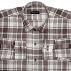 Brown Check Linen Shirt For Men