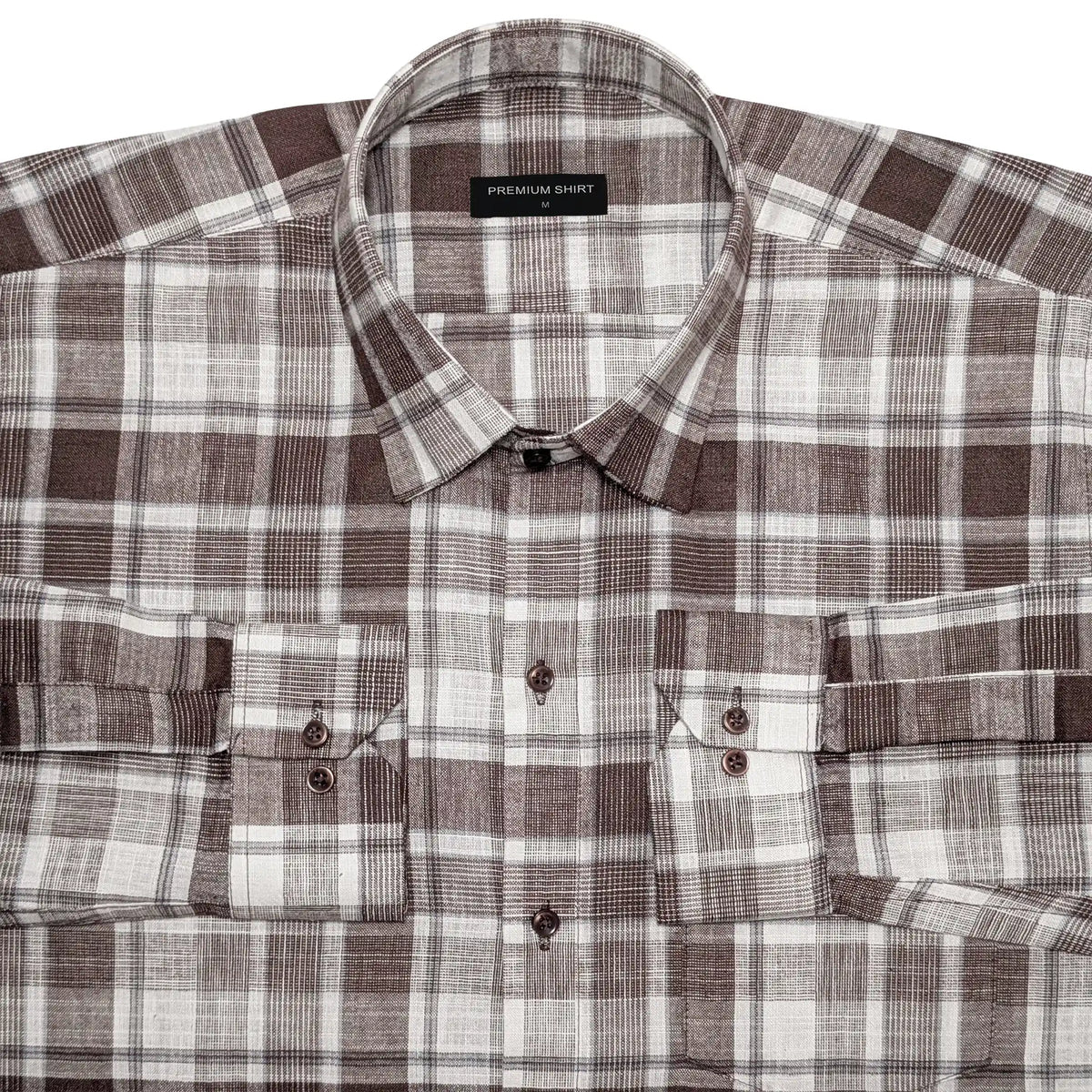 Brown Check Linen Shirt For Men