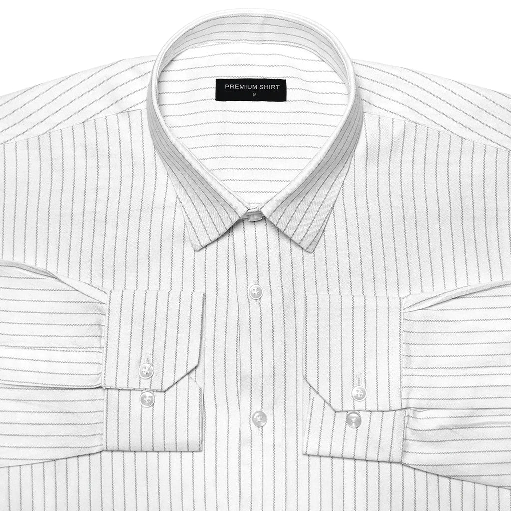 Grey Pinstripe Oxford Shirt For Men