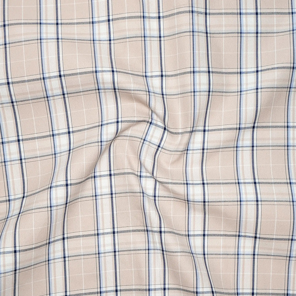 Beige & Blue Classic Check Oxford Shirt for Men