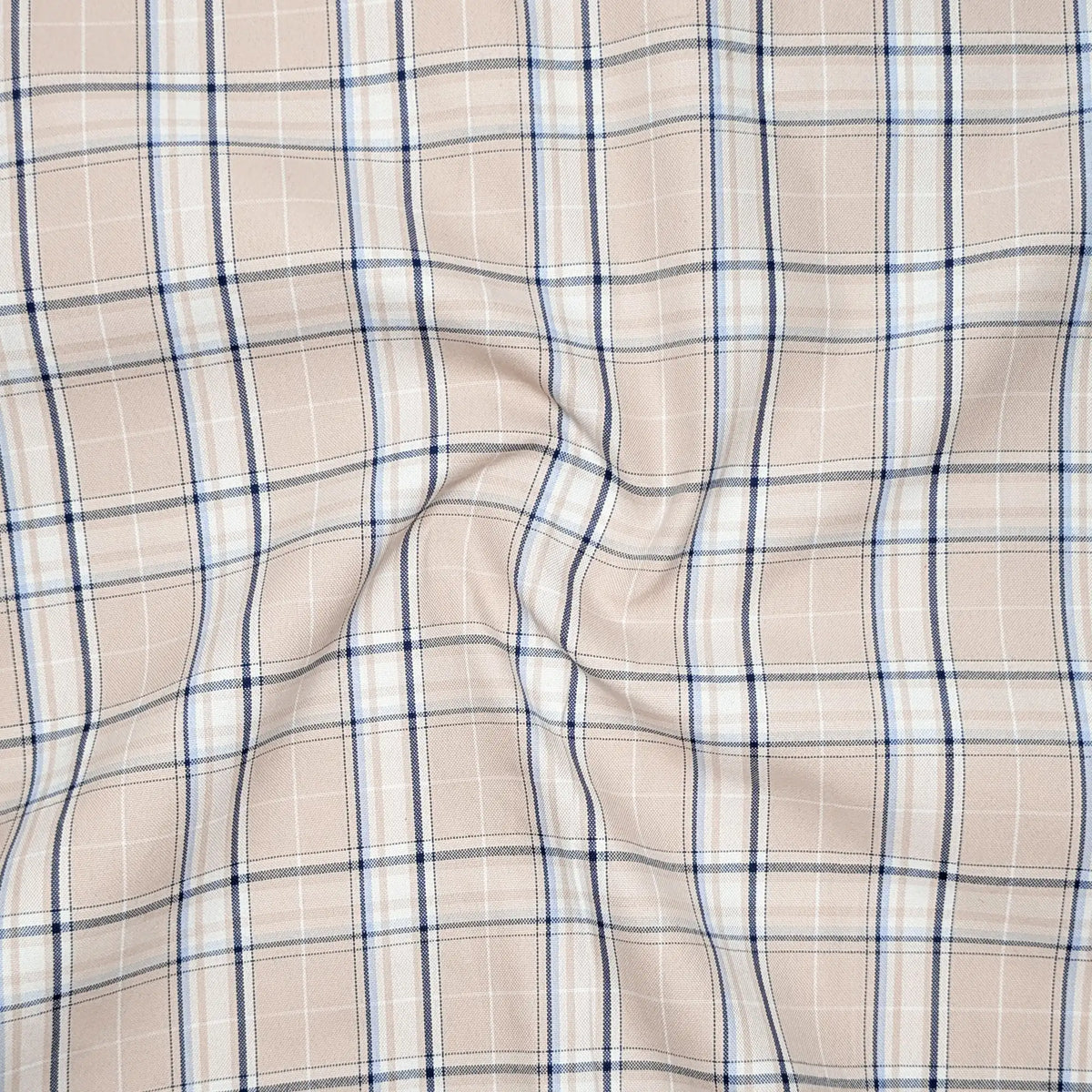 Beige & Blue Classic Check Oxford Shirt for Men