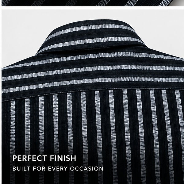 Black Textured Linen Shirt For Men