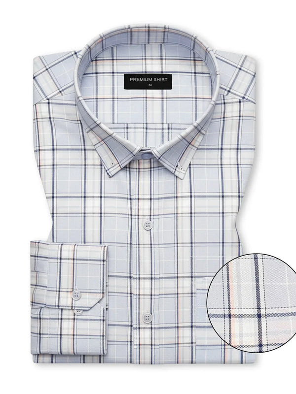 Sky Blue Classic Check Oxford Shirt for Men