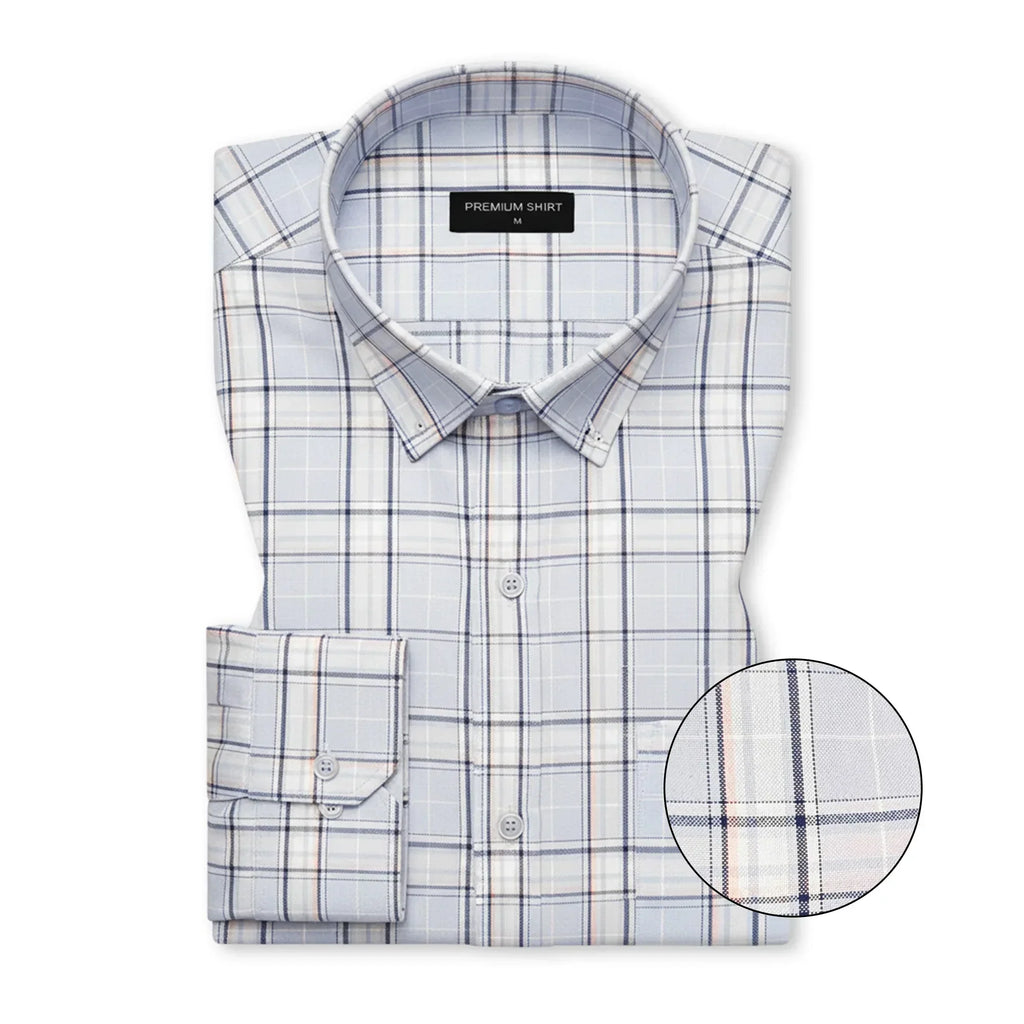 Sky Blue Classic Check Oxford Shirt for Men