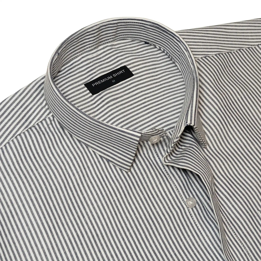 Bold Black Stripe Oxford Shirt For Men