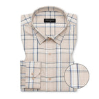 Beige & Blue Classic Check Oxford Shirt for Men