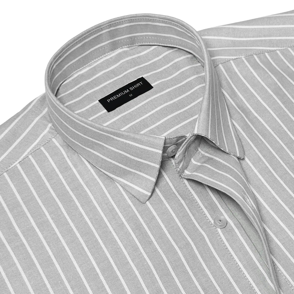 Bold Silver Pinstripe Oxford Shirt For Men