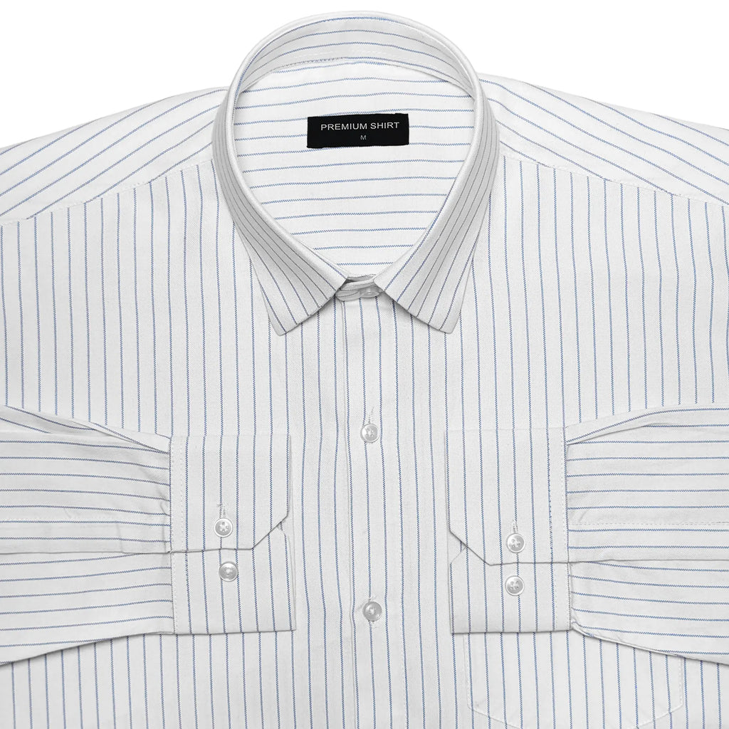 Blue Pinstripe Oxford Shirt For Men