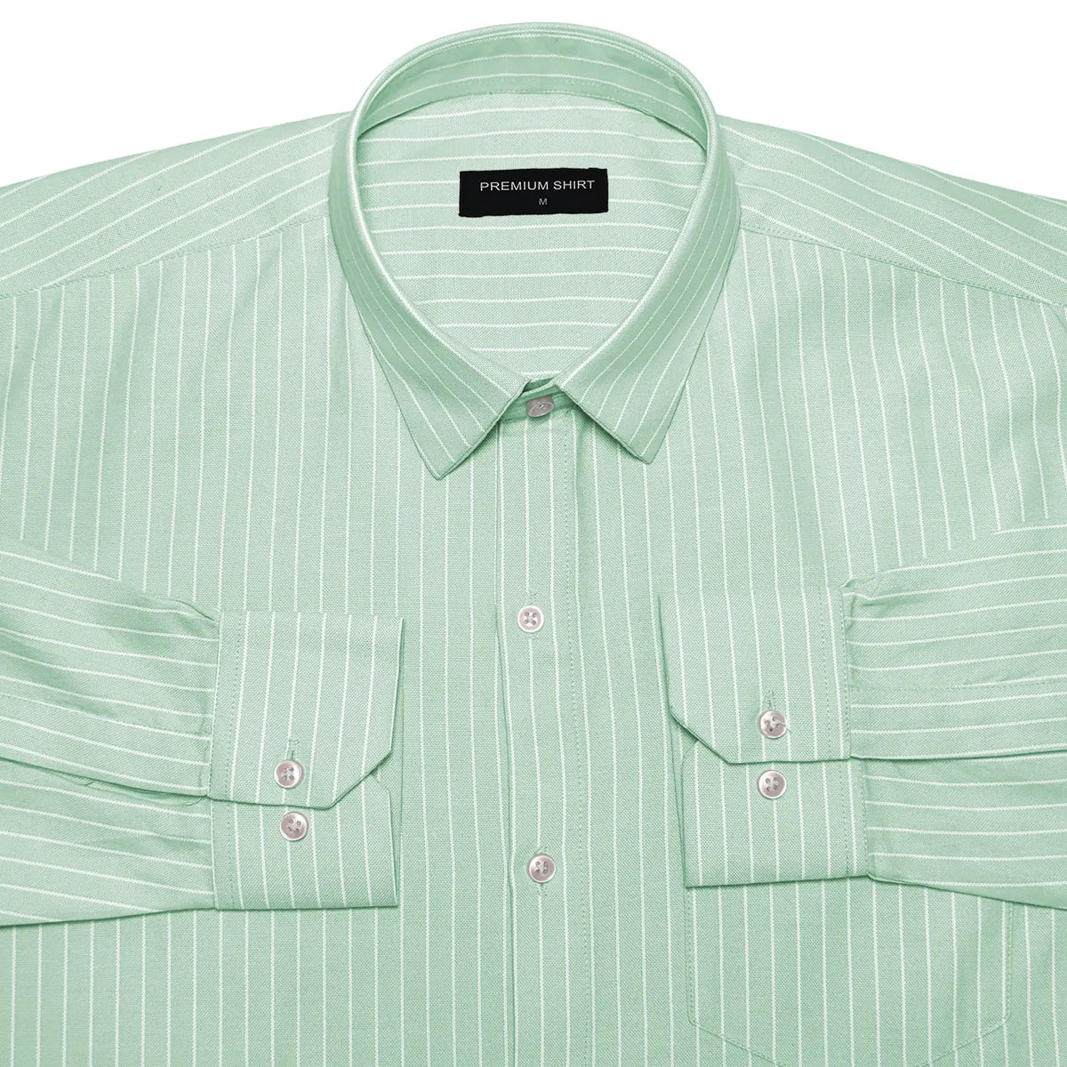 Mint Green Pinstripe Oxford Shirt For Men
