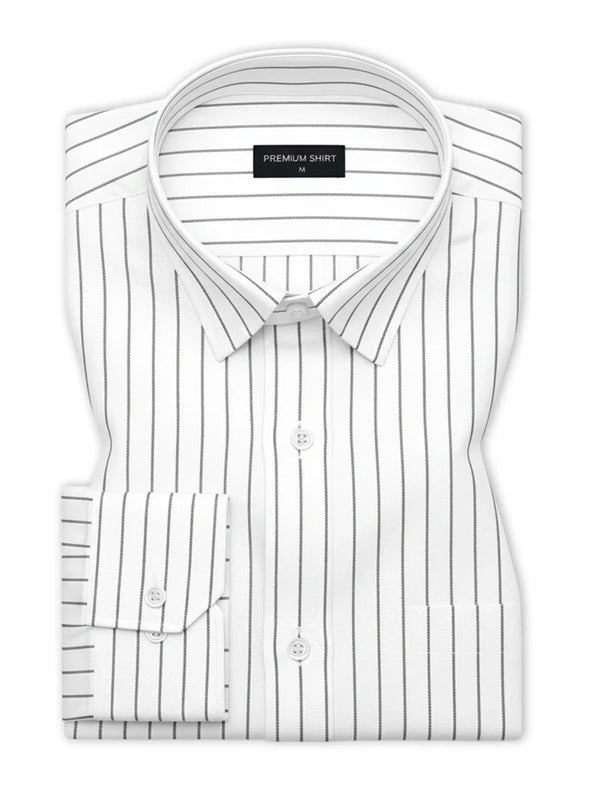 Charcoal Black Pinstripe Oxford Shirt For Men