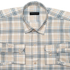 Beige & Teal Classic Check Cotton Blend Shirt for Men
