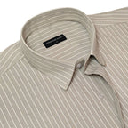 Khaki Pinstripe Oxford Shirt For Men