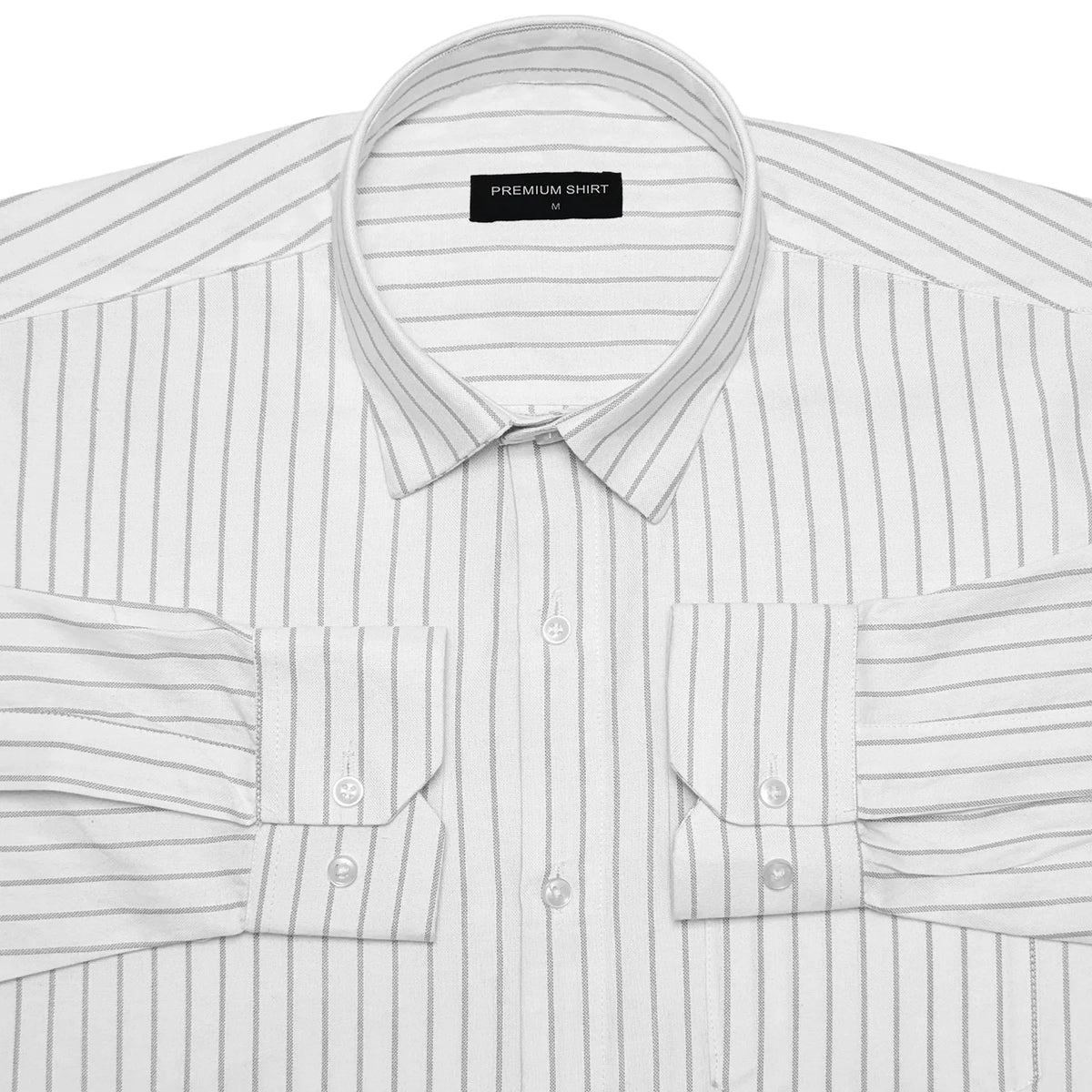 Bold Grey Pinstripe Oxford Shirt For Men