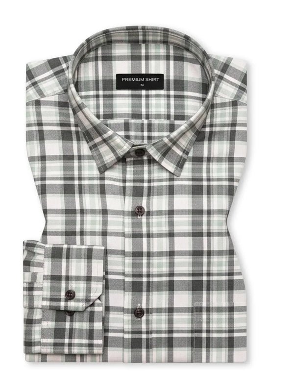 Forest Green Classic Check Cotton Blend Shirt for Men