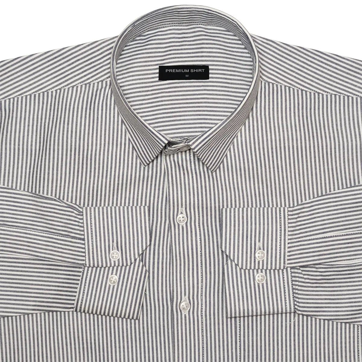 Bold Black Stripe Oxford Shirt For Men