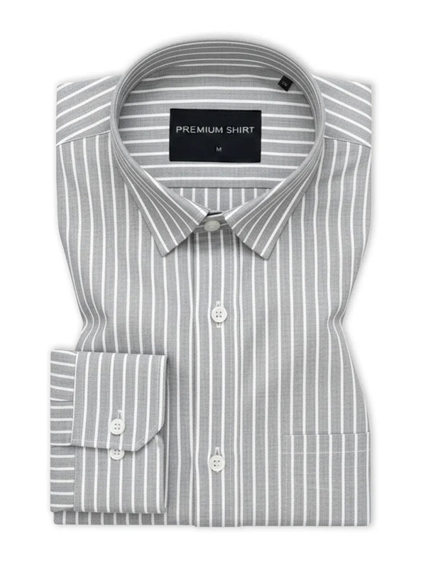 Bold Silver Pinstripe Oxford Shirt For Men