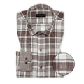 Brown Check Linen Shirt For Men