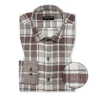 Brown Check Linen Shirt For Men